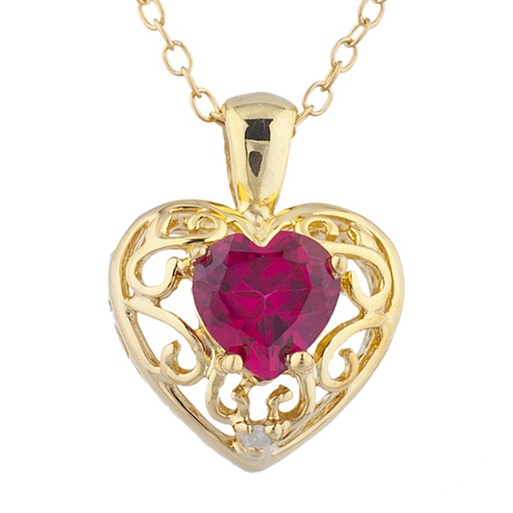 Jewelry - Ruby & Diamond Heart LOVE Pendant